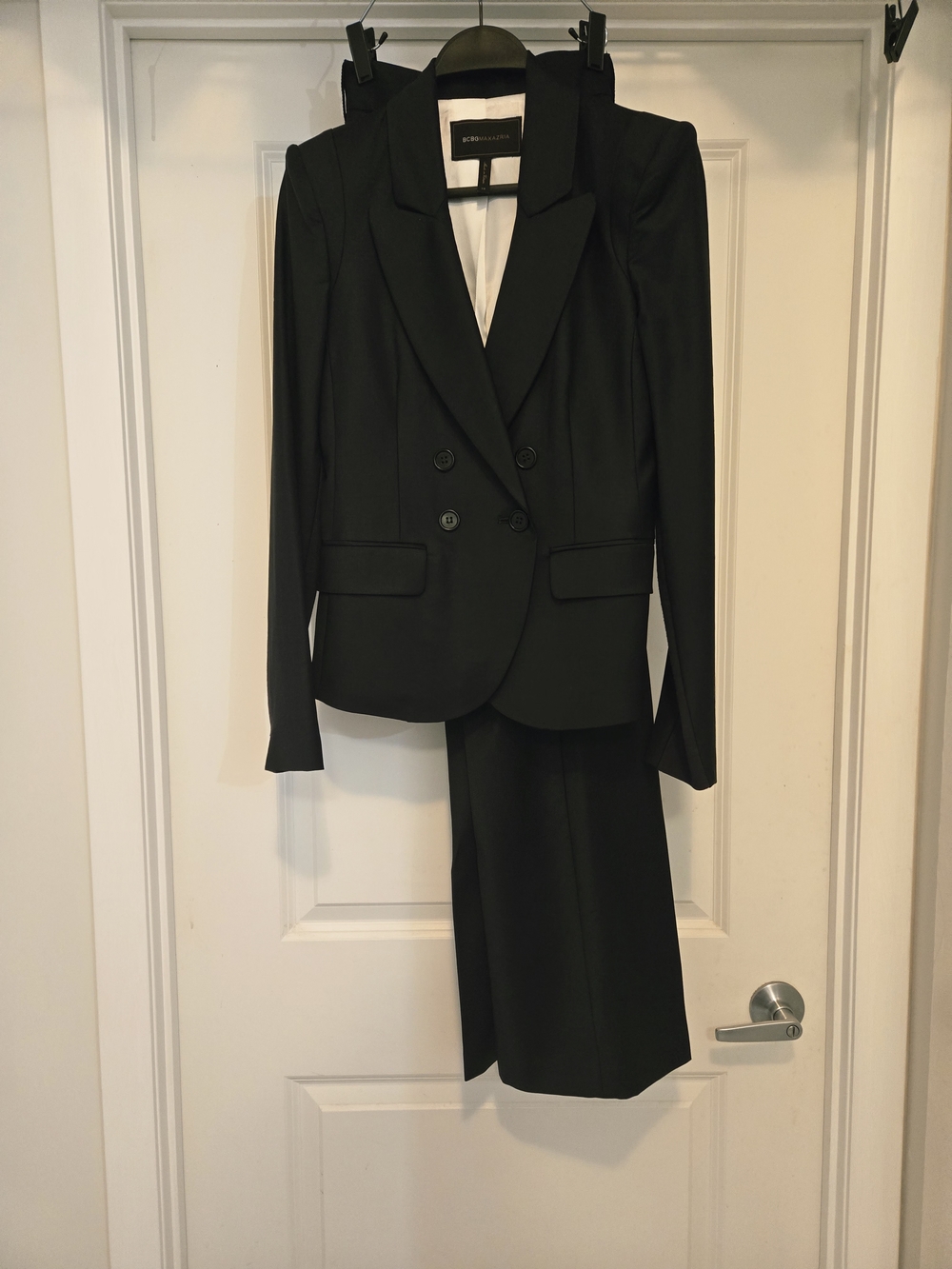 BCBGMaxAzria Black Women's Double-breasted Pantsuit With Blazer US4